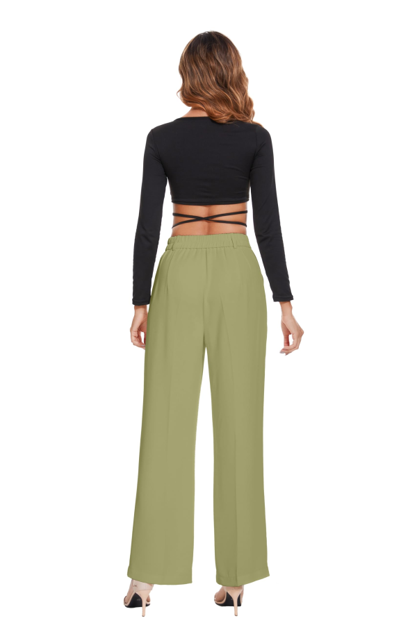 Women’s High Waist Work Pants – Business Casual Wide Leg Office Trousers with Pockets