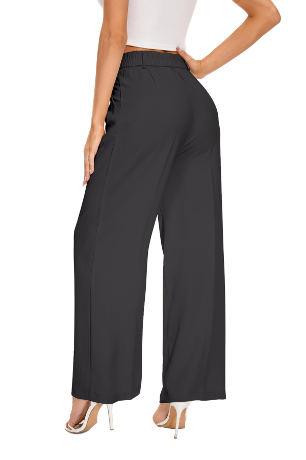 Women’s High Waist Work Pants – Business Casual Wide Leg Office Trousers with Pockets
