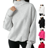 Women’s Oversized Turtleneck Sweatshirt – Cozy Long Sleeve Pullover Casual Top for Fall & Winter