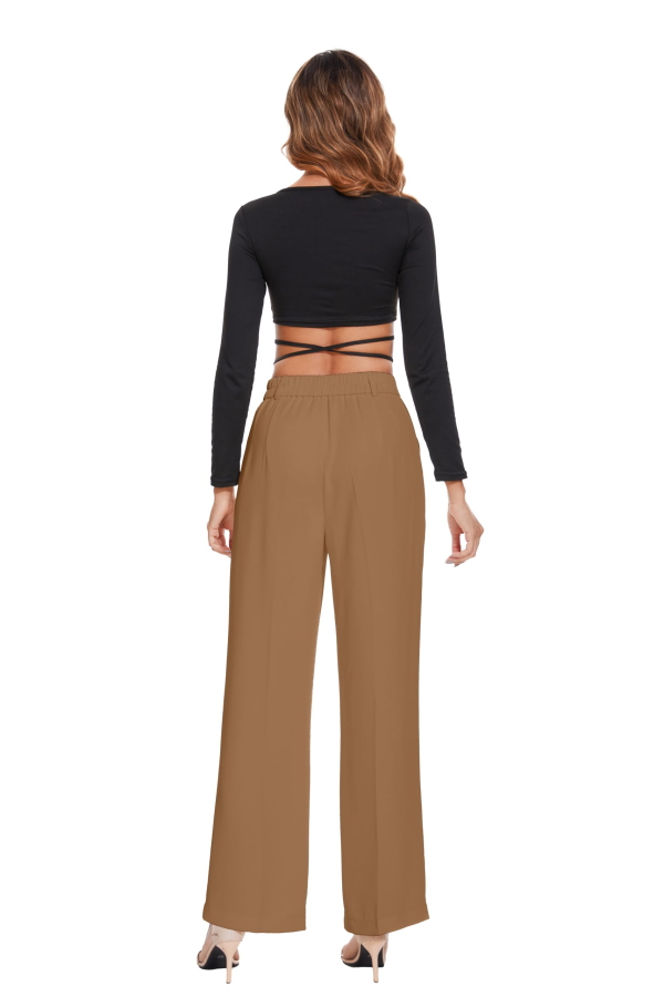 Women’s High Waist Work Pants – Business Casual Wide Leg Office Trousers with Pockets