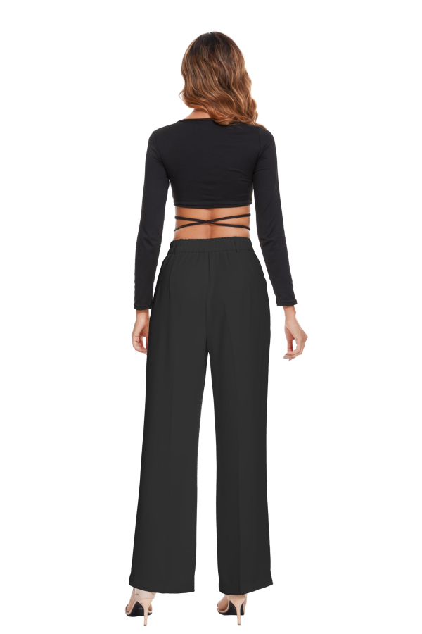 Women’s High Waist Work Pants – Business Casual Wide Leg Office Trousers with Pockets