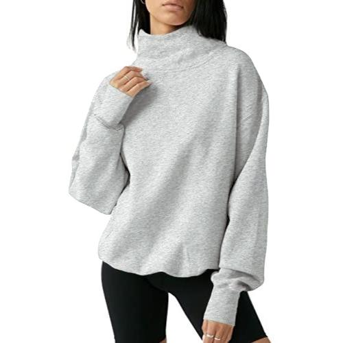 Women’s Oversized Turtleneck Sweatshirt – Cozy Long Sleeve Pullover Casual Top for Fall & Winter
