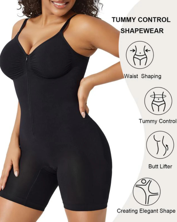 Zip-Up Tummy Control Shapewear Bodysuit – Ultra Stretch Sculpting Body Suit for Women