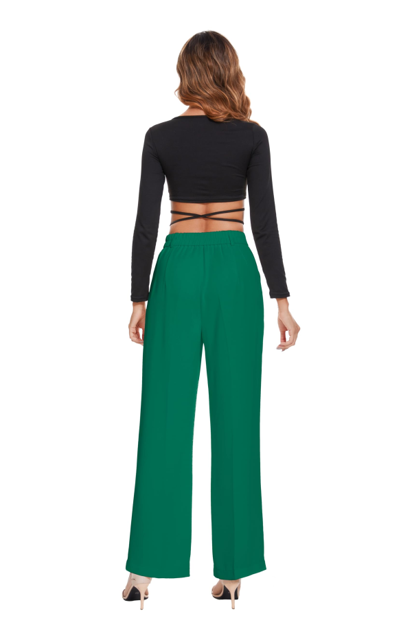 Women’s High Waist Work Pants – Business Casual Wide Leg Office Trousers with Pockets
