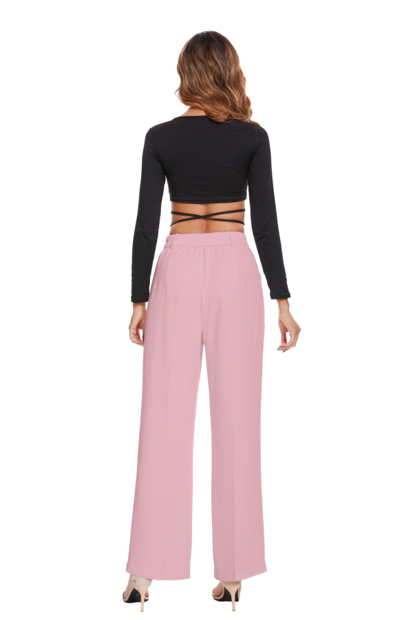 Women’s High Waist Work Pants – Business Casual Wide Leg Office Trousers with Pockets