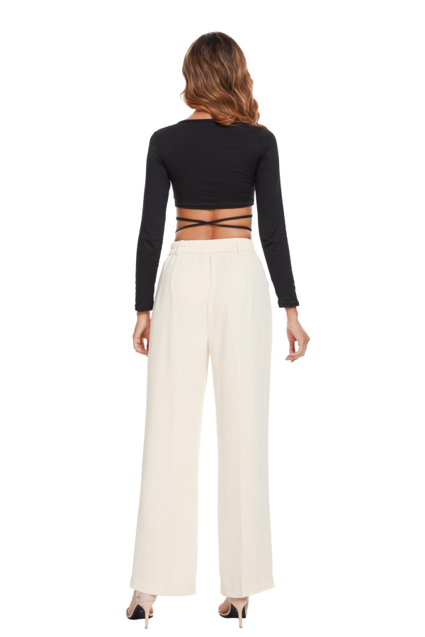 Women’s High Waist Work Pants – Business Casual Wide Leg Office Trousers with Pockets