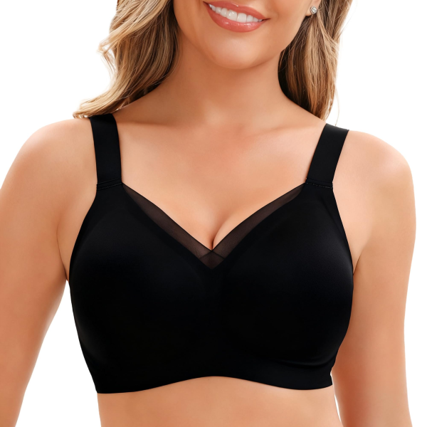 Wire-Free Seamless Deep V Comfort Bra – Jelly Soft Everyday T-Shirt Bra (5 Colors Set)