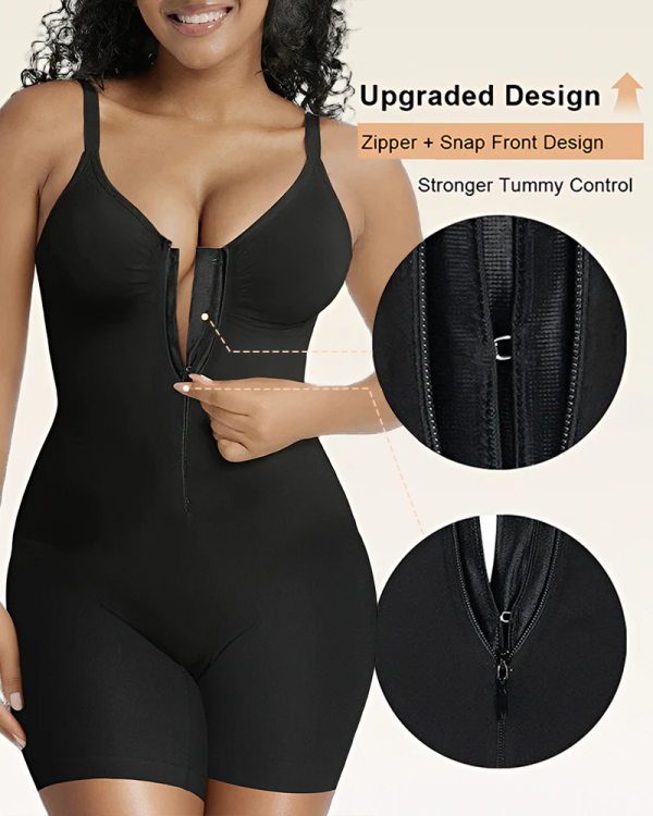 Zip-Up Tummy Control Shapewear Bodysuit – Ultra Stretch Sculpting Body Suit for Women
