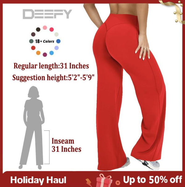 DEEFY SoftMotion Straight Leg Yoga Pants – Breathable High Waist Workout Joggers for Women (30.5”–31.5” Inseam)