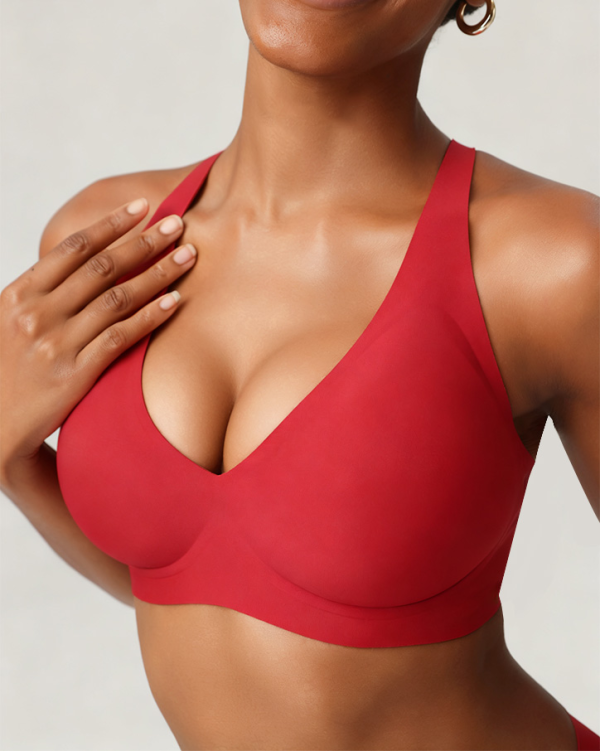 Wire-Free Seamless Deep V Comfort Bra – Jelly Soft Everyday T-Shirt Bra (5 Colors Set)