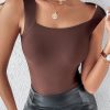 Women’s Built-In Bra Shapewear Tank Top – U Neck Slim Fit Stretch Camisole
