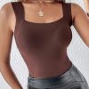 Women’s Built-In Bra Shapewear Tank Top – U Neck Slim Fit Stretch Camisole