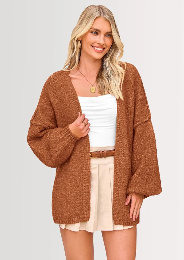 PRETTYGARDEN Womens Oversized Cardigan Sweaters Fall Long Lantern Sleeve Knit Open Front Lightweight Sweate (3) Oversized Lantern Sleeve Knit Cardigan – Soft Lightweight Open Front Sweater for Women