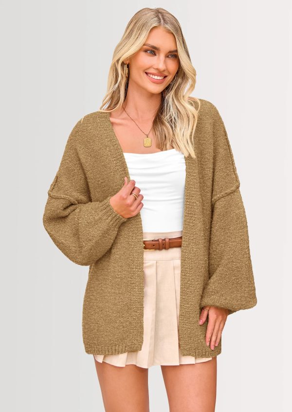 PRETTYGARDEN Womens Oversized Cardigan Sweaters Fall Long Lantern Sleeve Knit Open Front Lightweight Sweate (5) Oversized Lantern Sleeve Knit Cardigan – Soft Lightweight Open Front Sweater for Women
