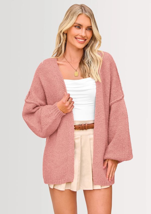 PRETTYGARDEN Womens Oversized Cardigan Sweaters Fall Long Lantern Sleeve Knit Open Front Lightweight Sweate (6) Oversized Lantern Sleeve Knit Cardigan – Soft Lightweight Open Front Sweater for Women