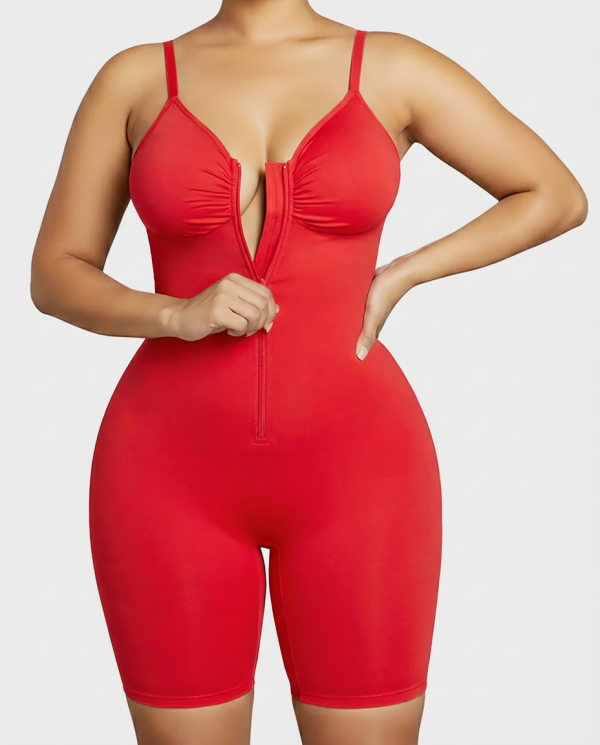Zip-Up Tummy Control Shapewear Bodysuit – Ultra Stretch Sculpting Body Suit for Women