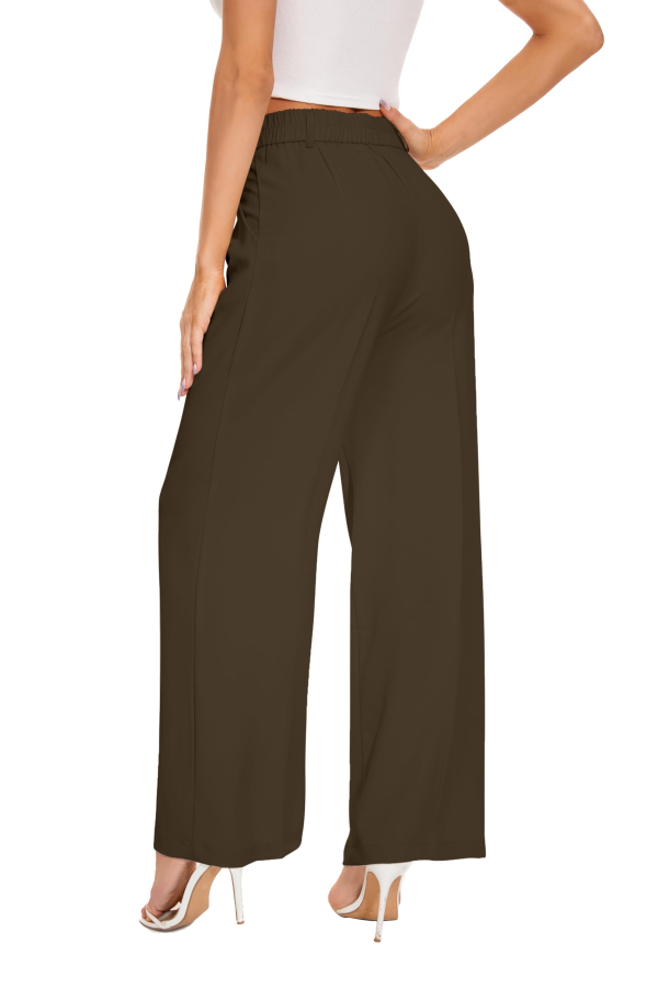 Women’s High Waist Work Pants – Business Casual Wide Leg Office Trousers with Pockets