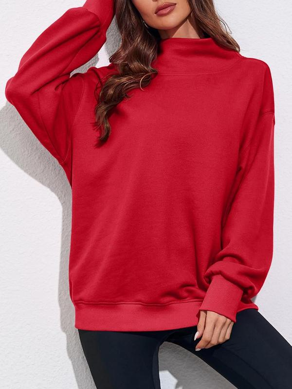 Women’s Oversized Turtleneck Sweatshirt – Cozy Long Sleeve Pullover Casual Top for Fall & Winter