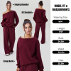 Women’s Cozy Two Piece Lounge Set – Off Shoulder Top & Wide Leg Trousers Co-ord