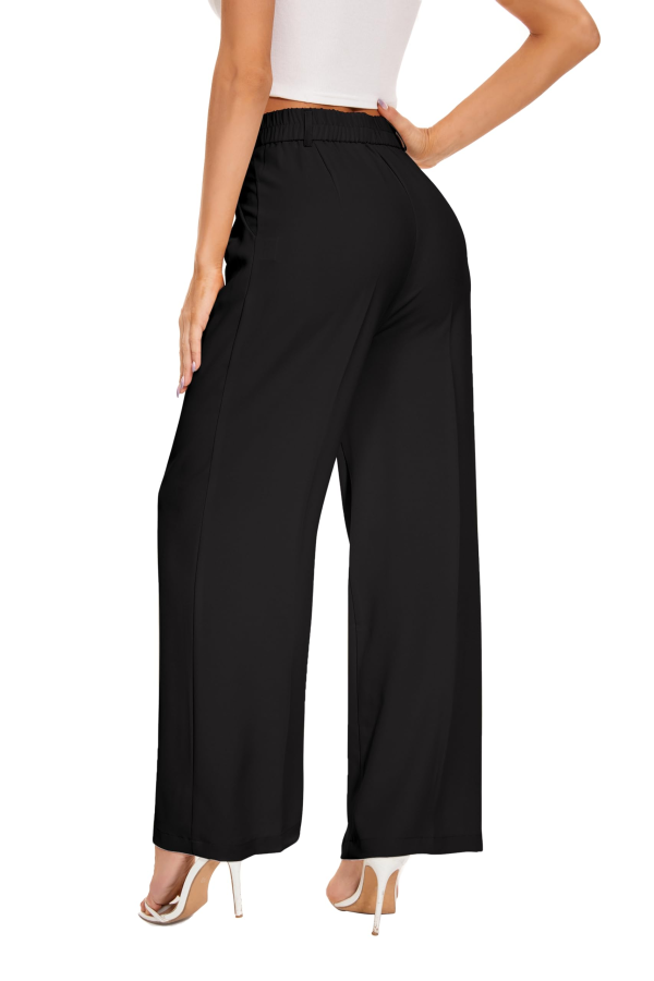 Women’s High Waist Work Pants – Business Casual Wide Leg Office Trousers with Pockets